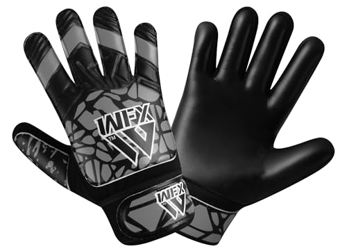 WFX - WFX Gants de gardien de but de football avec double support de poignet, gants de gardien de but de football, protection de la paume (gris, taille 7 (S/M))