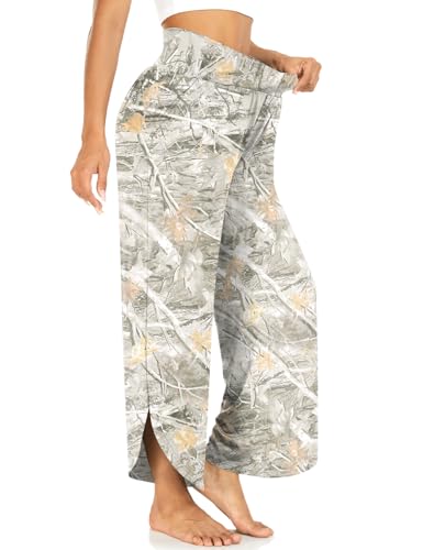 Image of TARSE Women's Wide Leg Yoga Pants Cross High Waist Flowy Split with Pockets | Comfy Lightweight Stretch, Flare Hem Cropped, Loose Dance Pants, Travel & Lounge, Everyday Casual Wear