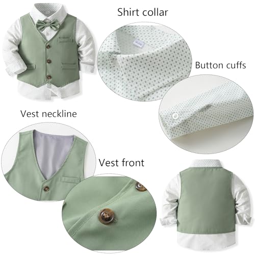 Boys 3Pcs Clothing Sets Cotton Long Sleeve Bowtie Shirts +Vest +Pants Casual Suit - Image 4