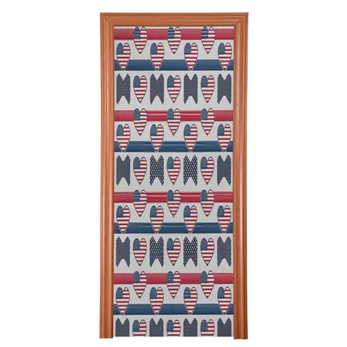 FLildon Independence Day American Flag Door Cover Decoration, 4th of July Party Accessory Porch Decor for Festive Ornament Room Door Covers 36 x 98 Inch