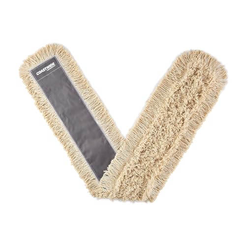 Image of Coastwide Professional Cut-End Dust Mop Head, Cotton, 60x5 in, 2-Pack | Wide replacement mop heads for sweeping dust on facility floors.