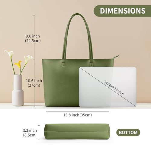 Image of KALIDI Tote Bag Zipper Shoulder Bag Faux Leather Purses Satchel for Women Casual Handbag Work Dating College