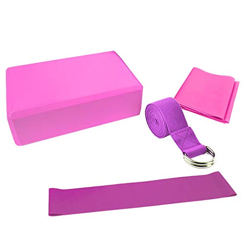 Yoga Equipment Set Yoga Blocks Stretching Strap Resistance Loop Band Exercise Fitness Aid Gym Pilates Training Body Shaping (Color : Pink)