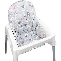 Trona Ikea Azul ZARPMA Fundas de Asiento Para IKEA Antilop Silla Alta de Bebé, Superficie y Acolchado de Algodón, Cojín Plegable Para Silla Infantil (Bosque Gris)