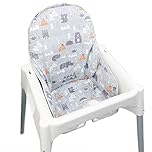 ZARPMA Cotton Seat Covers for IKEA Antilop Highchair, Forest Pattern Foldable Baby Highchair Cover for IKEA Child Chair Cushion (Grey Forest)