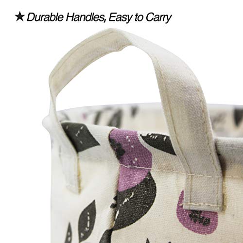 Large Fabric Storage Bins Toys Storage Basket For Baby Nursery, Kids Playroom, Home Organizer, Collapsible Laundry Basket Hamper With Floral Pattern (Purple Flowers) #TOP3