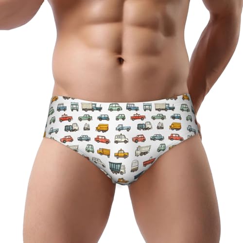 Mens Underwear Briefs - Cartoon Car A Print Breathable Soft Men'S Underwear Stretch Fit Bikini Underwear