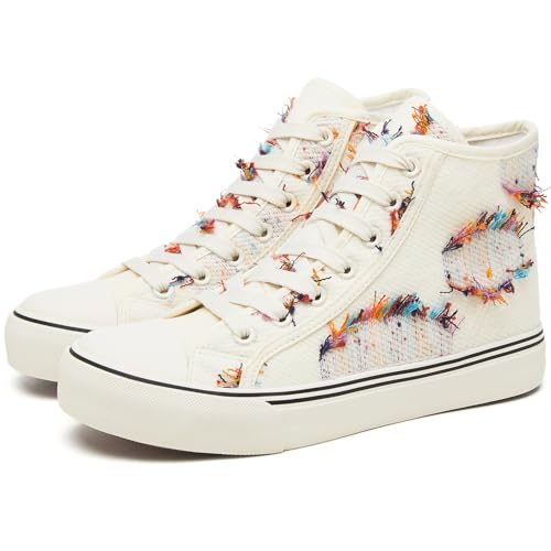 Image of yageyan Womens High Top Canvas Sneakers Lace up Fashion Shoes for Women Casual Classic