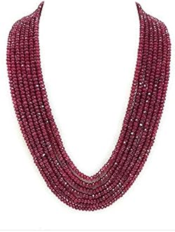 Classic Ruby & Emerald Jade 7 Layer 4 mm Semi Precious Gemstone Necklace for Women, 4 mm, Gemstone, gemstone