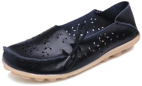 Image of Women's Floral Leather Slipper Loafers Flat Shoes Slip-Ons