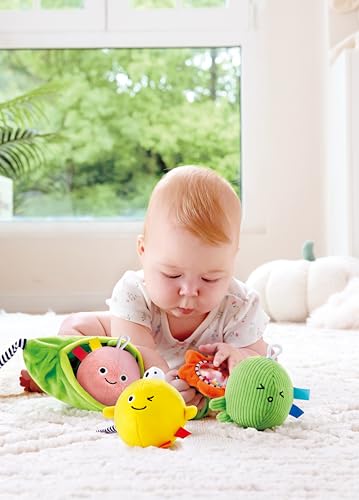 Hape Hochet 3 petits pois | Jouet sensoriel pour enfants | Avec de nombreux sons et textures | A accrocher au landau – Image 5
