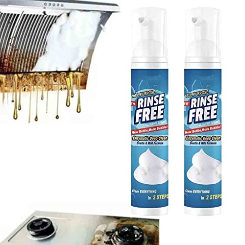 2PCS/100ML Rinse Free Bubble Cleaner,Rinse Free Foam Cleaner,Powerful Foam Cleaner Rinse Free Powerful Stain Removal Kit for Bathroom and Kitchen Cover