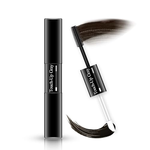 Máscara para el cabello, cubre canas, oculta la línea del cabello, fórmula suave, secado rápido y lavable, diseño de doble punta para un color de cabello natural, Marrón oscuro, 7 ml