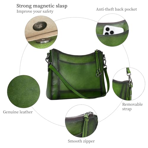 Image of Iswee Leather Crossbody Bags for Women Shoulder Purse Medium Hobo Genuine Leather Satchel Purses and Handbags