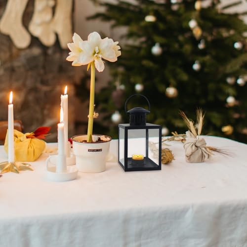 Black Lanterns Decorative Indoor,Hanging Wedding Hurricane Lantern with Clear Glass Farmhouse Candle Holder for Living Room Front Porch Table Mantle Garden Wall Decorations - Image 4