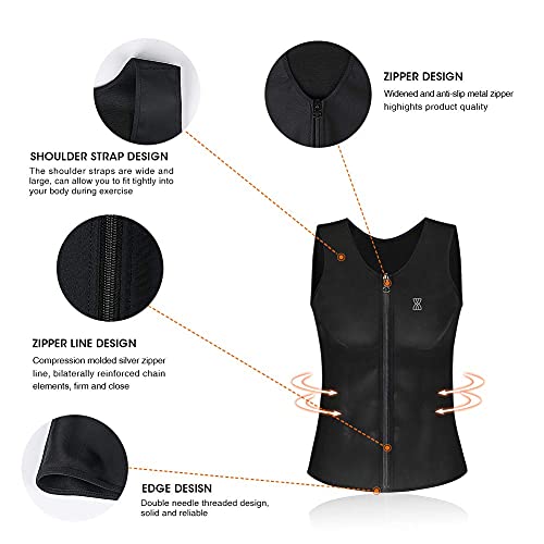 Kimikal Sauna Vest For Mens Tank Tops Sweat Vest Waist Trainer Compression Zipper Gym Workout Shirts Suit #TOP2
