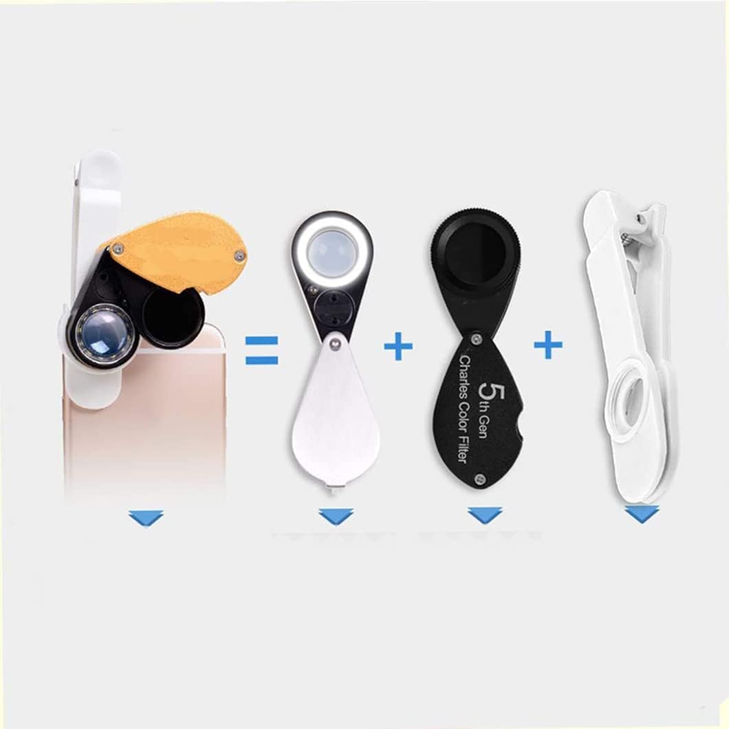 30-fache Vergrößerung, Mini-Schmucklupe, Faltbare Taschenlupe mit LED und violettem Licht, beleuchtete Juwelierlupe zum Löten, Inspektion, Münzen, gelbe Brillen charitable