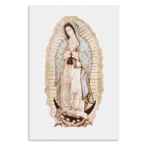 KERAXL Virgin Mary Poster The Marias Picture Virgen De Guadalupe Traditional Catholic Icon Canvas Prints, Madonna Modern Christian Art Home Decor Unframe-style 12x18inch(30x45cm)