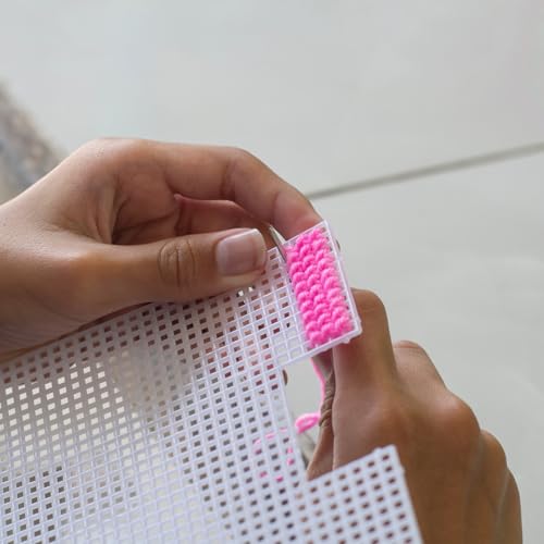 Image of MECCANIXITY 6pcs 13 inchx20 inch Plastic Mesh Canvas Sheet 6 Count Needlepoint Blank Canvas for Embroidery Knit Crochet Acrylic Yarn Crafting, White