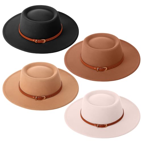 Sombrero de fieltro para mujer con ala ancha y hebilla miniatura 1