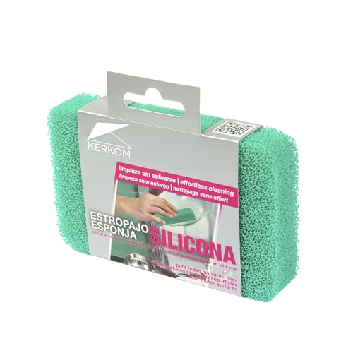 KERKOM Estropajo-Esponja de Silicona – Flexible para Llegar a rincones – Espuma abundante para optimizar el lavavajillas Manual – Resistente a olores – Apto para lavavajillas – Superficies delicadas