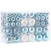 Sea Team 100 Pieces of Assorted Christmas Ball Ornaments Shatterproof Seasonal Decorative Hanging Baubles Set with Reusable Hand-held Gift Package for Holiday Xmas Tree Decorations, Babyblue