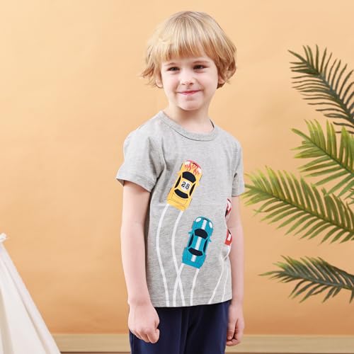Image of Toddler Boy Clothes Cartoon Cotton Summer Short Sleeve T-Shirt and Shorts Kids Outfit Set 2-7 Year