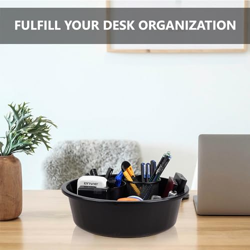 Image of Urbane Home Pack of 3 Desk Organizer | Stationery Organizer | Multipurpose Organizer | Office Supplies for Pen-Pencil-Staplers | Desktop Organizer | 6 LTR | Yellow & Purple & Black
