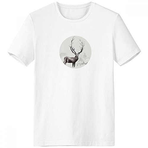 T-shirt de printemps d'été pour homme avec motif renne aquarelle multicolore