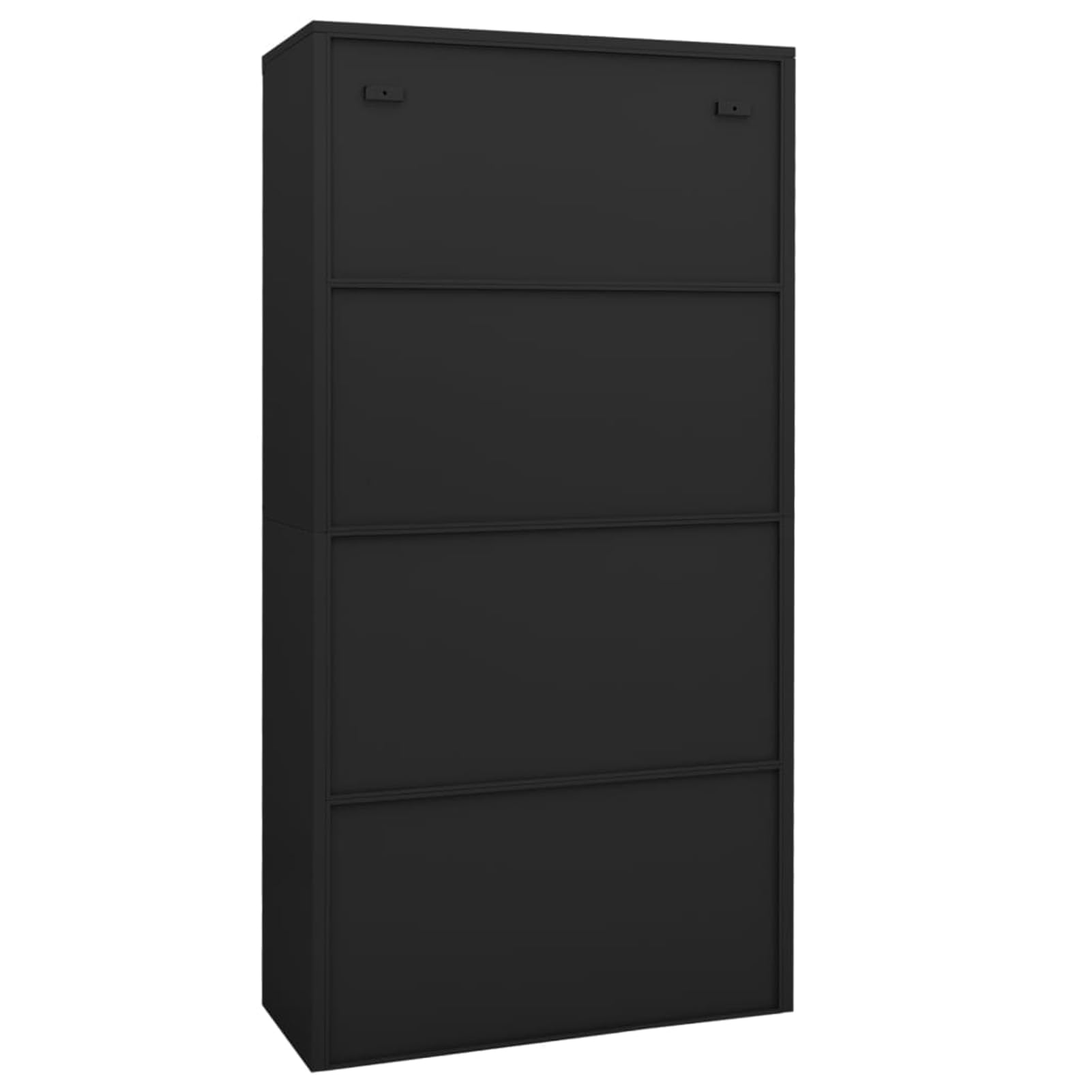 Armadio da ufficio, 90 x 40 x 180 cm, in acciaio antracite con vetro temperato, 4 ante, 2 ripiani regolabili, chiudibile a chiave, per ufficio e studio