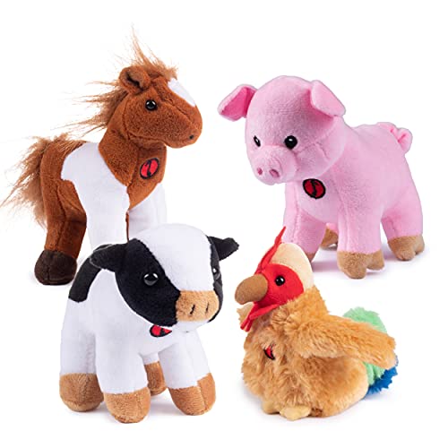 Plush Farm Animals Toys for Toddlers | 4 Plush Talking Animals | A Plush Stuffed Cow, A Plush Stuffed Horse, A Plush Stuffed Rooster, & A Plush Stuffed Pig | Plush Stuffed Farm Animals