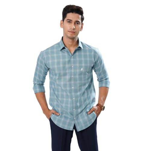Image of Royaltail Cornflower Blue Check Oxford Cotton Premium Shirt
