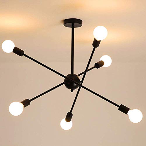 PXY-Modern-Sputnik-Chandelier-6-Lights-Brushed-Brass-Chandelier-Mid-Century-Pendant-Lighting-Gold-Ceiling-Light-Fixture-for-Hallway-Bar-Kitchen-Dining-Room-Black-6-HeadBlack