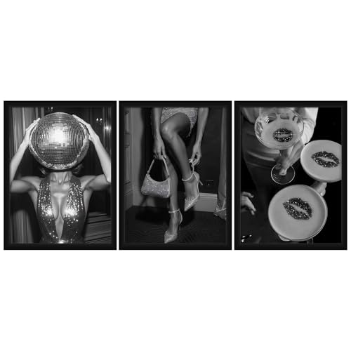 Black and White Fashion Wall Art Set of 3, Framed