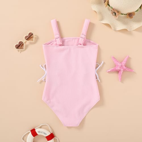 Image of Girls Swimsuit One Piece Bathing Suit Adjustable Straps Solid Color Cut Out Butterfly Girls' Swimwear for 7-14Y