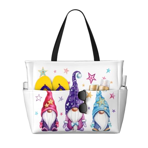 Magic Gnome Stars Beach Bags Tote for Women Waterproof Large Gym Pool Swim Bag With Wet Compartment for Weekender Travel Daily Work