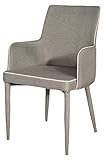 konte.design poltroncina notre dame imbottita in tessuto grigio, con braccioli, 53 x 56 x 87 cm