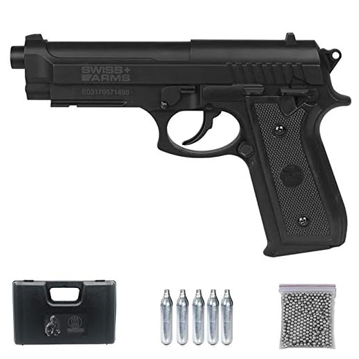 Ecommur SA P92 BAX CO2 Negra | Pistola de Aire comprimido de balines (Tipo perdigones: Bolas BB's de Acero) Calibre 4,5mm Tipo Beretta 92