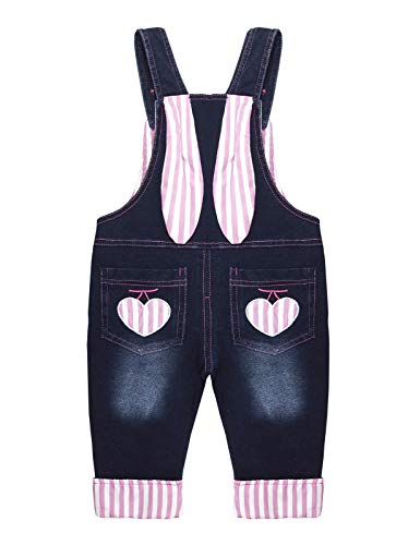 Image of Kidscool Space Baby Toddler Girls Soft Knitted Cotton Denim Cute Cartoon Overalls