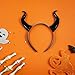 FOMIYES Devil Horns Headband, Halloween Cosplay Ox Horn Hair Hoop, Black Demon Horn Gothic Headpiece for Men Women Costumes Party Dress Up Accessories Unisex