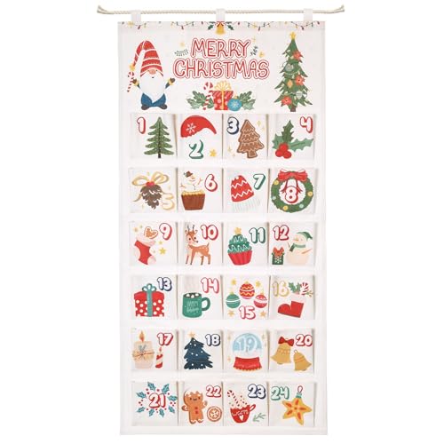 Naler Christmas Hanging Advent Calendar 2026, 24 Pockets, 50X100CM