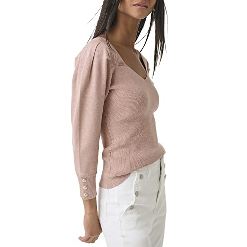 Karl Lagerfeld Paris Women's Everyday Casual Sparkle Sweater, Dune Pink Multi #TOP1