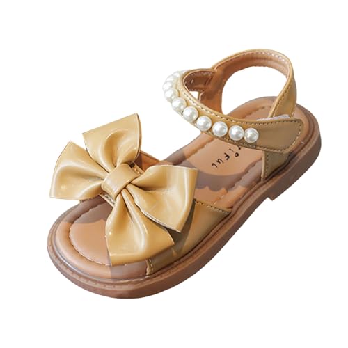 IWIHMIV Girl's Sandals Flat Sandals Dressy Ankle Strap Cute Bow Summer Vacation Comfortable Soft Bottom Beach Shoes