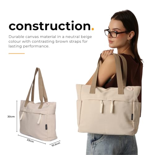 Image of Tressential Canvas Tote Bag, HandBag for Women, Multi-Pocket Design, Casual Style for Office & College