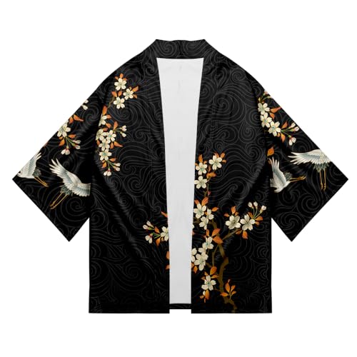 AMOMA Men Japanese Kimono Lightweight Loose Breathable Casual Cardigan Coat Top Yukata Jacket(4XL,Color05)3