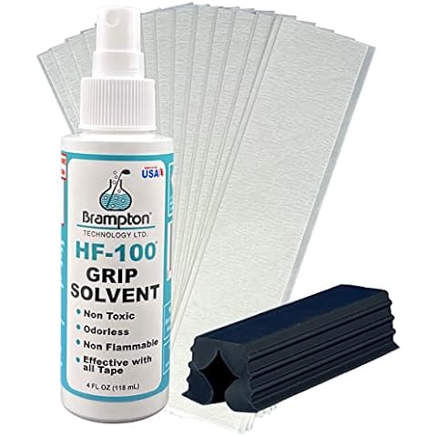 Brampton Complete Golf Grip Kit for Golf Club Regripping - 15 Premium 2"x10" Golf Grip Tape Strips, Rubber Vise Clamp, & 4 oz HF-100 Non-Irritating, Non-Flammable, Odorless Golf Club Grip Solvent Cover