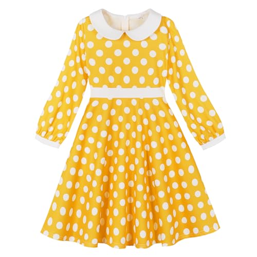 Puff Long Sleeve 1950s Style Dresses for Girls 50s Polka