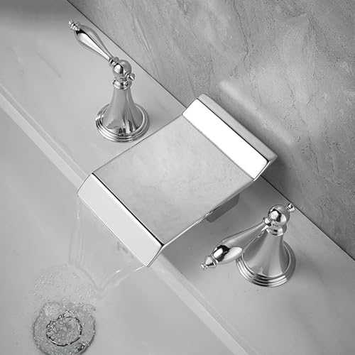 Robinet de salle de bain cascade à 3 trous mitigeur évier en laiton