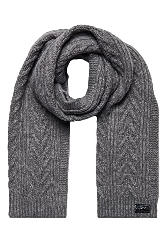 Image of Superdry Women's Cable Lux Knitted Scarf, Soft Grey Marl, One size
