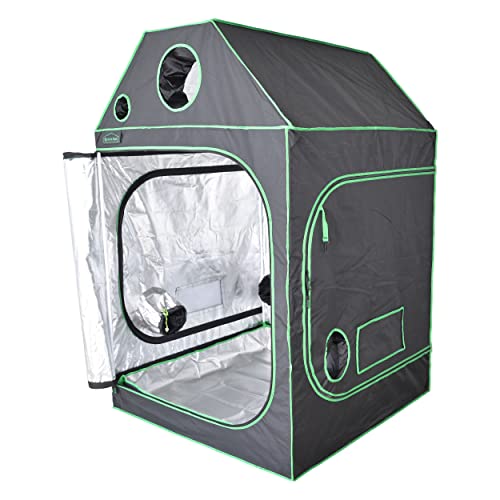 Green Hut 4X4 Grow Tent, 48"X48"X72" Roof Cube Plant Grow Tents With Observation Window And Floor Tray For Indoor Plant Growing Seedling #TOP7